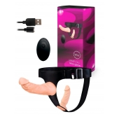 Женский страпон с 2 насадками, вибрацией и пультом ДУ - Erowoman-Eroman - купить с доставкой в Северске