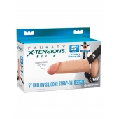 Телесный пустотелый фаллопротез 5’’ Hollow Silicone Strap-On - 14 см. - Pipedream - купить с доставкой в Северске