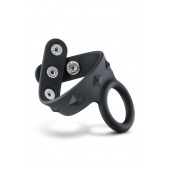 Черное эрекционное кольцо с подхватом мошонки на кнопках VS6 - Blush Novelties - в Северске купить с доставкой