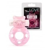 Розовое эрекционное виброкольцо в форме мишки - 1137 - в Северске купить с доставкой