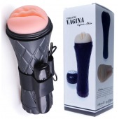 Телесный мастурбатор-вагина в черной колбе с вибрацией - Boys of Toys - в Северске купить с доставкой