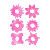 Набор из 6 розовых эрекционных колец с различным рельефом - Erowoman-Eroman - в Северске купить с доставкой