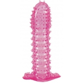 Гелевая розовая насадка с шипами - 12 см. - Toyfa Basic - в Северске купить с доставкой
