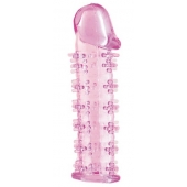 Гелевая розовая насадка на фаллос с шипами - 12 см. - Toyfa Basic - в Северске купить с доставкой