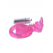 Розовая вибронасадка со стимулятор клитора   Язычок - Toyfa Basic - в Северске купить с доставкой