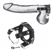 Утяжка на пенис на замочке Duo Cock And Ball Lock - BlueLine - купить с доставкой в Северске