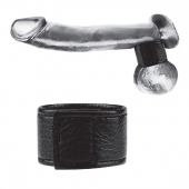 Чёрная утяжка на мошонку 1  Velcro Ball Stretcher - BlueLine - купить с доставкой в Северске