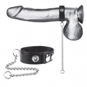 Утяжка на пенис с поводком Snap Cock Ring With 12  Leash - BlueLine - купить с доставкой в Северске