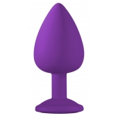 Большая фиолетовая анальная пробка Emotions Cutie Large с голубым кристаллом - 10 см. - Lola Games - купить с доставкой в Северске