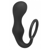 Чёрное эрекционное кольцо с анальной пробкой Double Pleasure Anal Plug - Lola Games - в Северске купить с доставкой