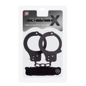 Чёрные наручники из листового металла в комплекте с веревкой BONDX METAL CUFFS LOVE ROPE SET - Dream Toys - купить с доставкой в Северске