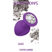 Большая фиолетовая анальная пробка Emotions Cutie Large с прозрачным кристаллом - 10 см. - Lola Games - купить с доставкой в Северске