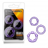 Набор из 3 фиолетовых эрекционных колец Stay Hard Beaded Cockrings - Blush Novelties - в Северске купить с доставкой