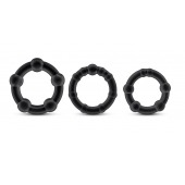 Набор из 3 чёрных эрекционных колец Stay Hard Beaded Cockrings - Blush Novelties - в Северске купить с доставкой