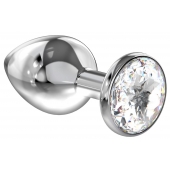Большая серебристая анальная пробка Diamond Clear Sparkle Large с прозрачным кристаллом - 8 см. - Lola Games - купить с доставкой в Северске