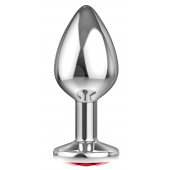 Большая серебристая анальная пробка Diamond Red Sparkle Large с красным кристаллом - 8 см. - Lola Games - купить с доставкой в Северске