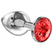 Большая серебристая анальная пробка Diamond Red Sparkle Large с красным кристаллом - 8 см. - Lola Games - купить с доставкой в Северске