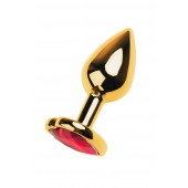 Золотистая анальная пробка с кристаллом-сердцем - 7,5 см. - ToyFa - купить с доставкой в Северске