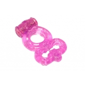 Розовое эрекционное кольцо Rings Treadle с подхватом - Lola Games - в Северске купить с доставкой