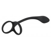 Эрекционное кольцо с утяжкой на мошонку и анальным плаг Black Velvets - Orion - в Северске купить с доставкой