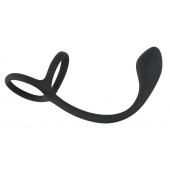 Эрекционное кольцо с утяжкой на мошонку и анальным плаг Black Velvets - Orion - в Северске купить с доставкой