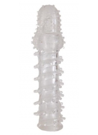 Прозрачная, закрытая насадка с шипами и точками - 13,5 см. - Toyfa Basic - в Северске купить с доставкой