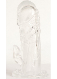 Прозрачная гелевая насадка с клиторальным отростком - 13 см. - Toyfa Basic - в Северске купить с доставкой