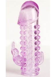 Закрытая фиолетовая насадка с 2 отростками - 13 см. - Toyfa Basic - в Северске купить с доставкой