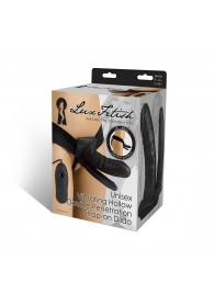 Полый страпон с двумя отростками и вибрацией Unisex Vibrating Hollow Strap-On Double Penetrating Dildo - 17,8 см. - Lux Fetish - купить с доставкой в Северске