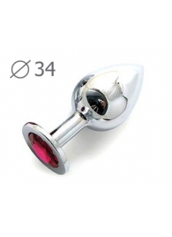 Коническая серебристая анальная втулка с малиновым кристаллом - 8,2 см. - Anal Jewelry Plug - купить с доставкой в Северске