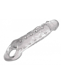 Прозразная закрытая насадка на пенис с поддержкой мошонки Clearly Ample Penis Enhancer - 22 см. - XR Brands - в Северске купить с доставкой