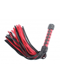 Черно-красная клеть с плетеной ручкой с ромбовидным узором - 45 см. - БДСМ Арсенал - купить с доставкой в Северске