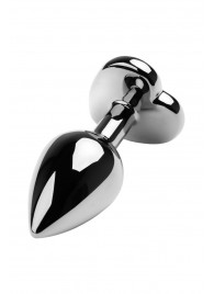 Серебристая коническая анальная пробка с красным кристаллом-сердечком - 7 см. - ToyFa - купить с доставкой в Северске