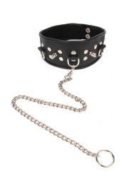 Черный ошейник с шипами и металлическим поводком-цепочкой - Notabu - купить с доставкой в Северске