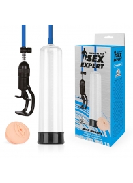 Прозрачная вакуумная помпа Sex Expert с насадкой-вагиной - Sex Expert - в Северске купить с доставкой