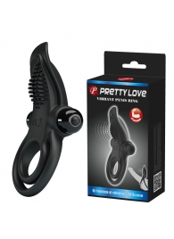 Черное силиконовое эрекционное кольцо с вибрацией и подхватом мошонки - Baile - в Северске купить с доставкой