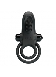 Черное силиконовое эрекционное кольцо с вибрацией и подхватом мошонки - Baile - в Северске купить с доставкой