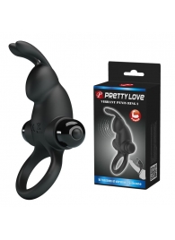 Черное эрекционное кольцо с выступом-зайчиком для стимуляции клитора - Baile - в Северске купить с доставкой