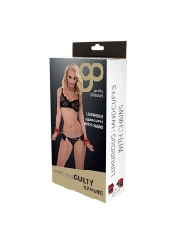 Красно-чёрные наручники на металлической цепочке - Blush Novelties - купить с доставкой в Северске