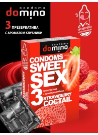 Презервативы для орального секса DOMINO Sweet Sex с ароматом клубничного коктейля  - 3 шт. - Domino - купить с доставкой в Северске