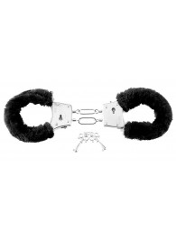 Меховые чёрные наручники Beginner s Furry Cuffs - Pipedream - купить с доставкой в Северске