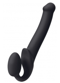 Черный безремневой страпон Silicone Bendable Strap-On M - Strap-on-me - купить с доставкой в Северске