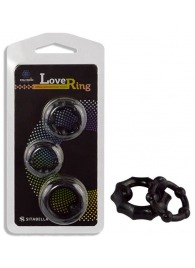 Набор из 3 черных рельефных эрекционных колец - Sitabella - в Северске купить с доставкой