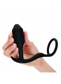 Черное эрекционное кольцо с анальным плагом Snug   Tug - b-Vibe - в Северске купить с доставкой