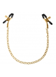 Чёрные с золотом зажимы на соски Gold Chain Nipple Clamps - Pipedream - купить с доставкой в Северске