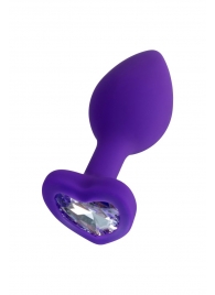 Фиолетовая анальная втулка Diamond Heart с прозрачным кристаллом - 7 см. - ToyFa - купить с доставкой в Северске