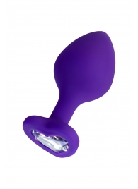 Фиолетовая анальная втулка Diamond Heart с прозрачным кристаллом - 8 см. - ToyFa - купить с доставкой в Северске