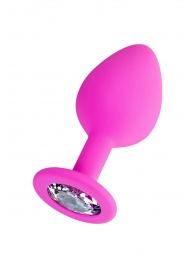 Розовая анальная втулка Brilliant с прозрачным кристаллом - 8 см. - ToyFa - купить с доставкой в Северске