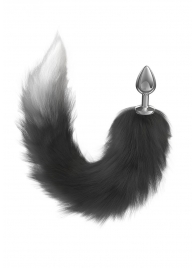 Серебристая анальная пробка с черным хвостом Galaxy - Lola Games - купить с доставкой в Северске