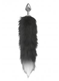 Серебристая анальная пробка с черным хвостом Starlit - Lola Games - купить с доставкой в Северске